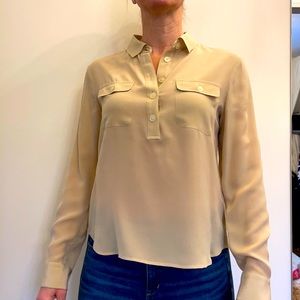 Beige 100% silk vintage Club Monaco Blouse